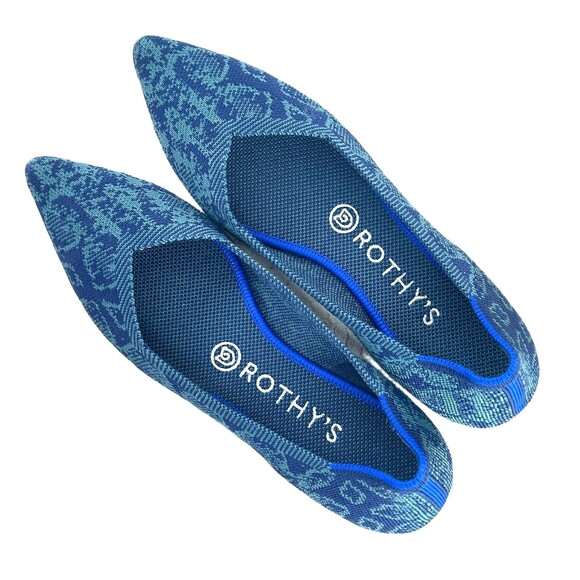 Rothys Shoes Blue Emerald Snake Print The Point Ballet Flats Size 8 Nice! - Picture 4 of 9